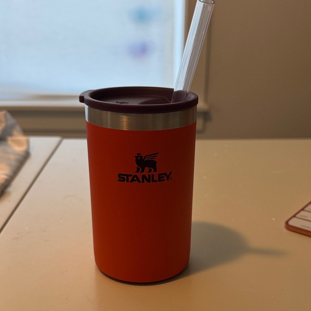 Stanley Orange and Purple Travel Cup with Clear Straw
